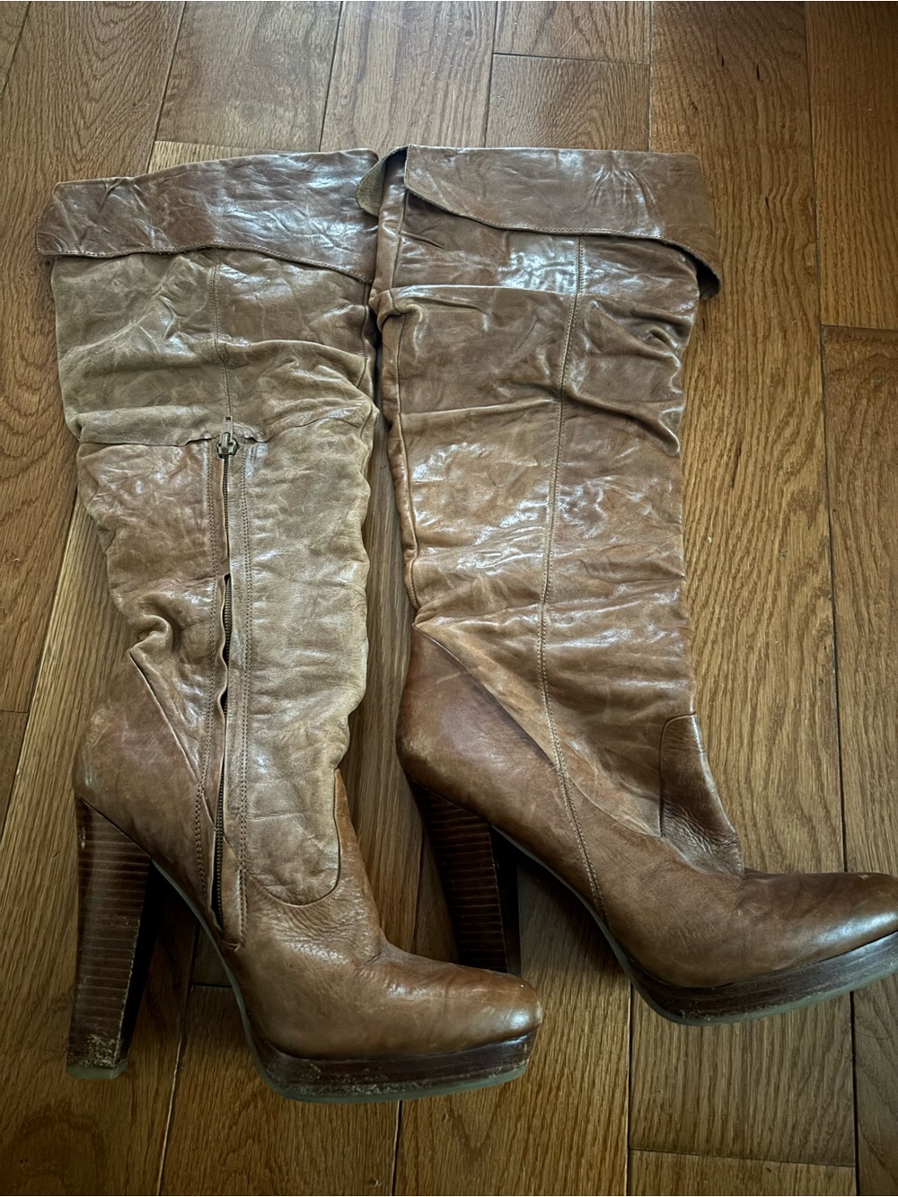 Jessica Simpson Tall Fold-Over Heeled Boots - Brown